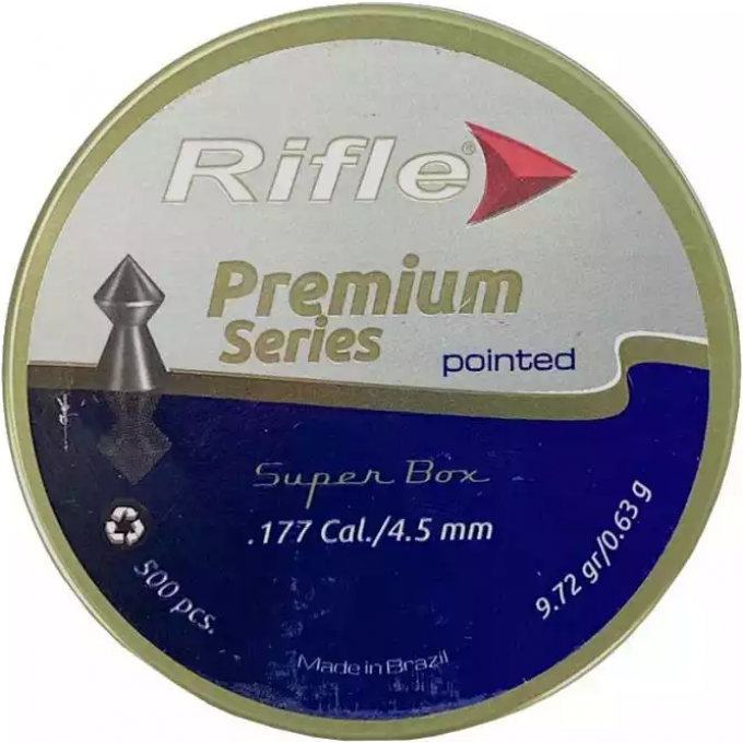 Пуля пневматическая RIFLE PREMIUM SERIES POINTED 4,5мм, 0,63гр. (500 шт.) 00227144